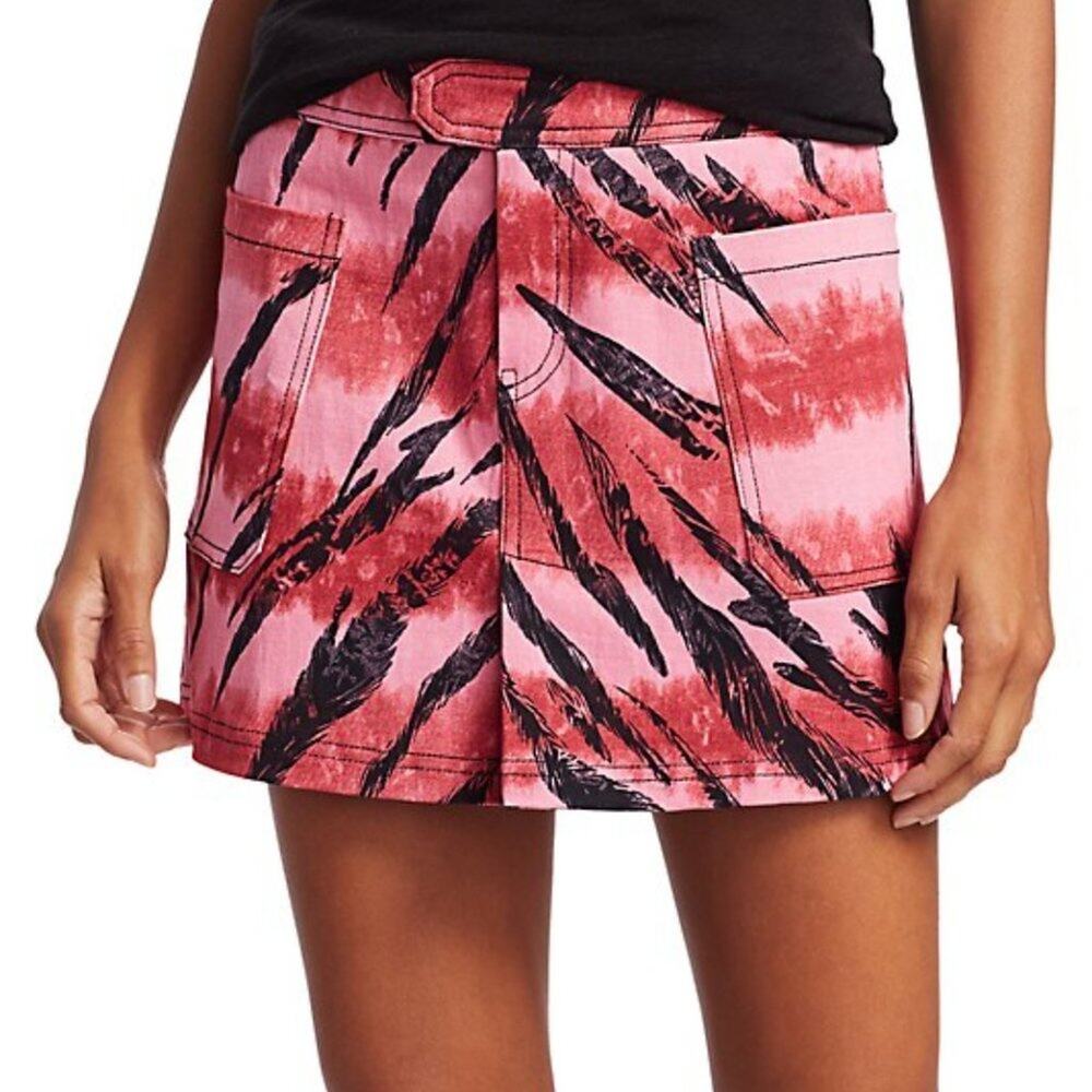 I AM GIA Siren Tiger Pink Black Animal Print Denim Mini Skirt Small - Picture 7 of 9